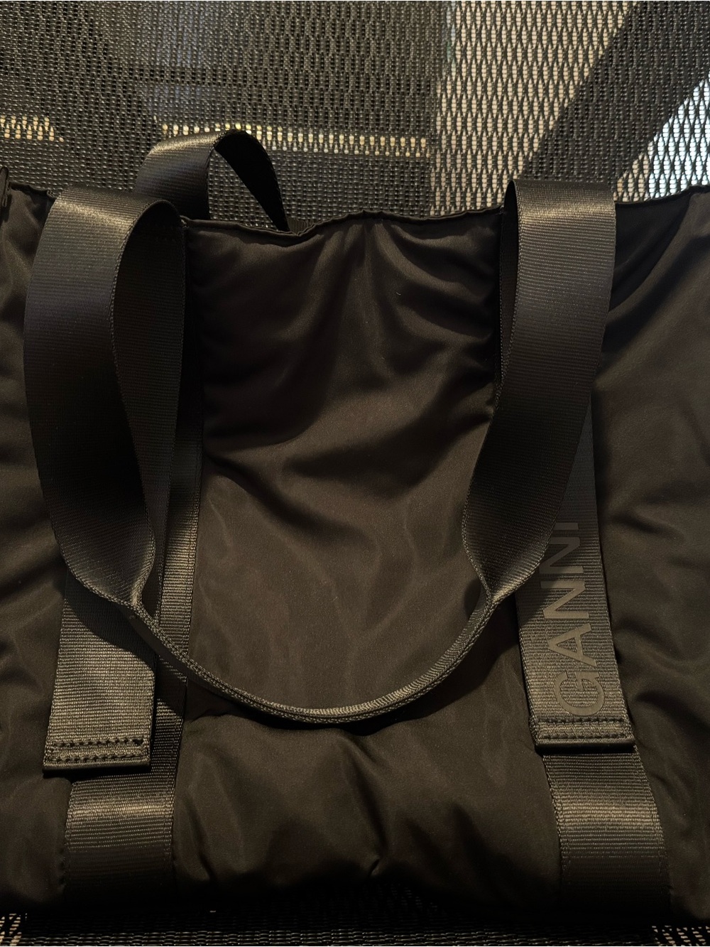 Ganni Black Nylon Shoulder Tote
